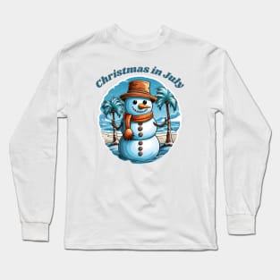 Christmas in July, Snowman in the beach Long Sleeve T-Shirt